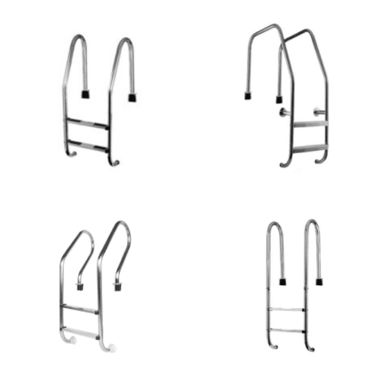 Escaleras de Piscina 5 Pasos Acero Inoxidable Peldaños Antideslizantes